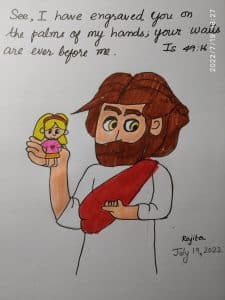 Engraved you on the palms